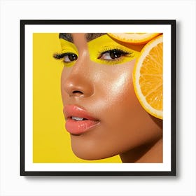 Woman With Orange Slices On Her Head Art Print