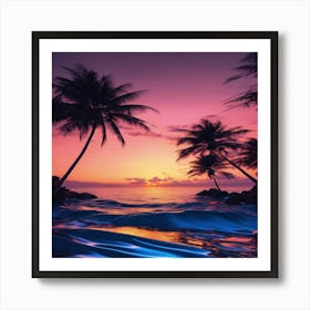 Sunset At The Beach 14 Art Print