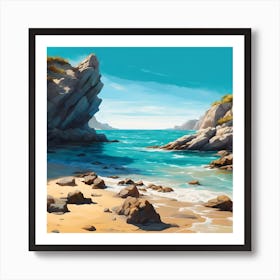 Overhanging Rocks, Beach Cove Art Print