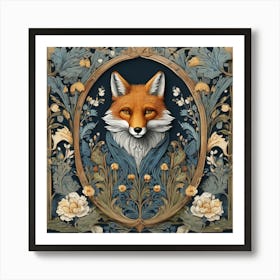 william morris inspired fox Art Print