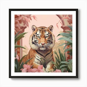 Tiger 2 Pink Jungle Animal Portrait Art Print