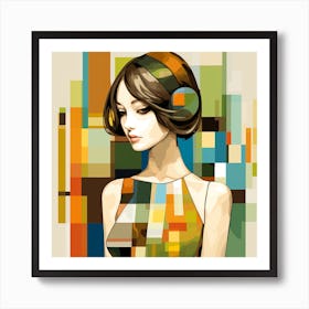 Girl With Headphones Art Print