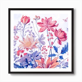 Watercolor Flowers In A Vase Art Print