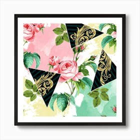 Floral Pattern With Roses Art Print