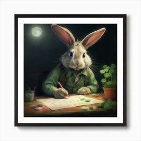 Rabbit Writing 2 Art Print