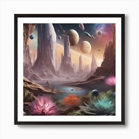 A Digital Mural Showcasing The Potential For Life Beyond Earth From Extremophiles To Exotic Art Print