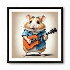 Hamster Playing Guitar 4 Art Print