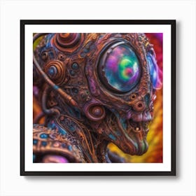 Psychedelic Biomechanical Freaky Wierdo From Another Dimension With A Colorful Background 2 Art Print