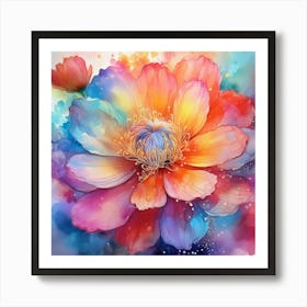 Lotus Flower Watercolor Painting Art Print