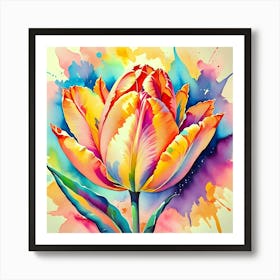 Parrot Tulip Painting Art Print