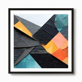 Create A Mixed Media Piece Using Abstract Shapes Cut From Colored Paper Overlaid With Charcoal Sha 605720407 (1) Art Print