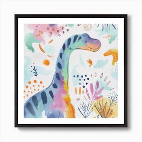 Cute Muted Brachiosaurus Dinosaur  2 Art Print