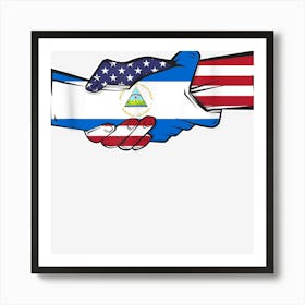 Holding Hands Nicaragua And The Usa Flag Art Print