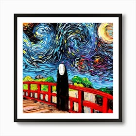 Spirited Away No Face Starry Night Van Gogh Painting Art Print