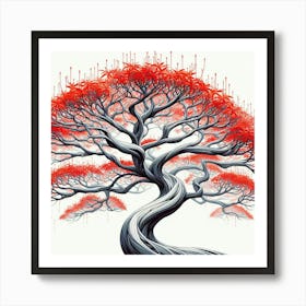 Abstract modernist Erythrina tree 3 Art Print