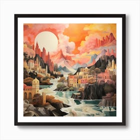 Canvas of Whimsy: Italian Landscape's Abstract Marvel Art Print