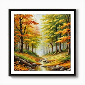 Forest In Autumn In Minimalist Style Square Composition 92 Art Print