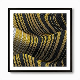 Abstract Gold And Black Stripes Art Print