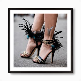 heels feather shoes design Art Print