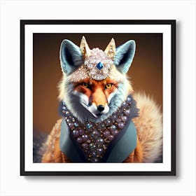 Fox With Pearls Art Print