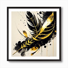 Gold Feather Painting Art Print