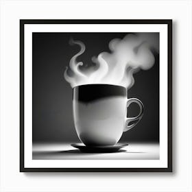 Black And White Coffee Cup 4 Art Print