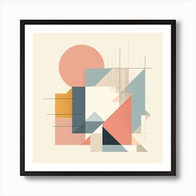 Minimalist Abstract Art with Pastel Hues and Geometric Forms Art Print