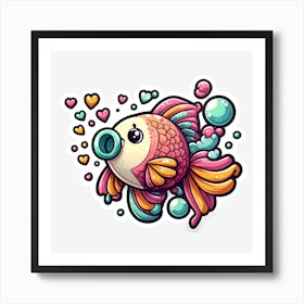 Goldfish Sticker Art Print