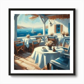 Greek Cafe Painting Art Print