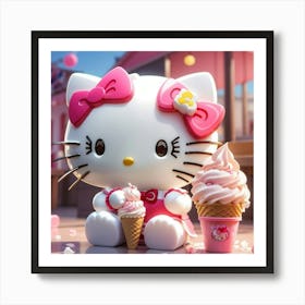 Hello kitty with ice-cream 3 Art Print