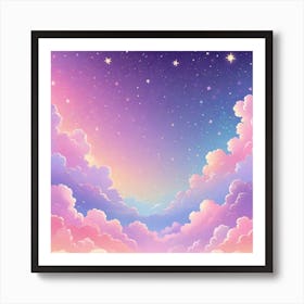 Sky With Twinkling Stars In Pastel Colors Square Composition 142 Art Print