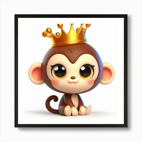 Cute Monkey With A Crown 1 Art Print