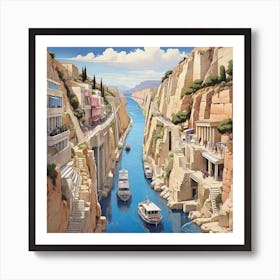 Aegean Canal Art Print