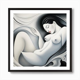 Nude Woman grey Art Print