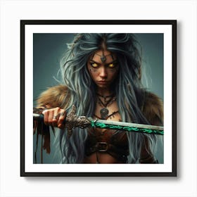 Elven Woman With Sword Art Print