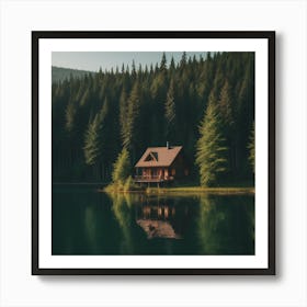 Cabin In The Forest Art Print