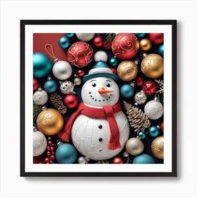 Christmas Snowman 1 Art Print