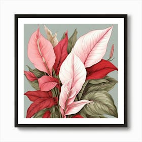 Pink And Red Plant Illustration Peace Lily Art Print 1 Art Print