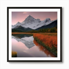 Mountain Lake At Sunrise Art Print