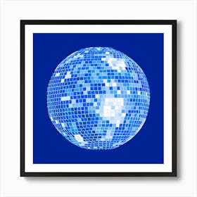 Disco Mirror Ball Blue Art Print