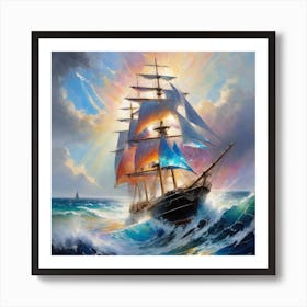 Sailing Ship In The Ocean Art Print