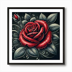 Tattoo Rose 2 Art Print