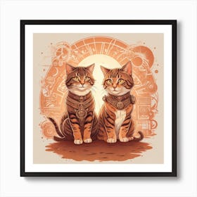 Steampunk Cats 2 Art Print