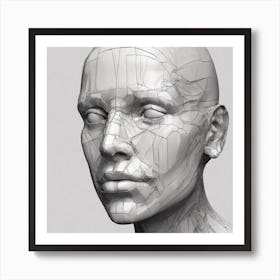 3d Model Of A Human Head 6 Art Print