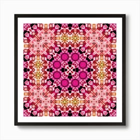 Ethnic Pattern Pink And Yellow Art Print