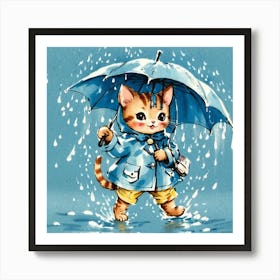 Rainy Day Cat Art Print