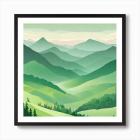 Misty mountains background in green tone 52 Art Print