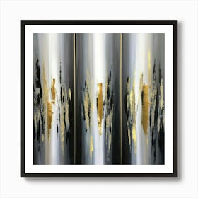 Gold And Black Abstract Painting Art Print