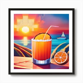 Pixel Art Tequila Sunrise Art Print