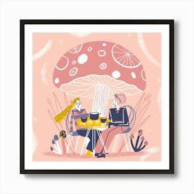 Girls Champignon Illustration Art Print